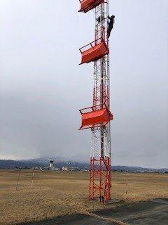 鉄塔のカラスの巣